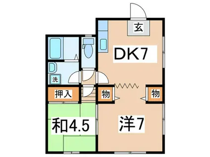 第1秦ハイツ(2DK/2階)の間取り写真