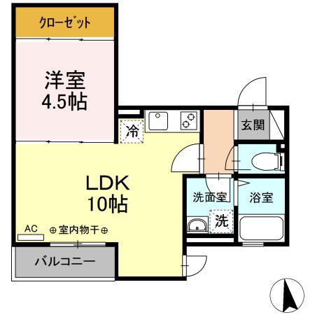 アルウス湘南(1LDK/3階)の間取り写真