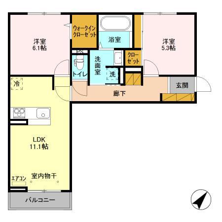 ベリーナ(2LDK/3階)の間取り写真