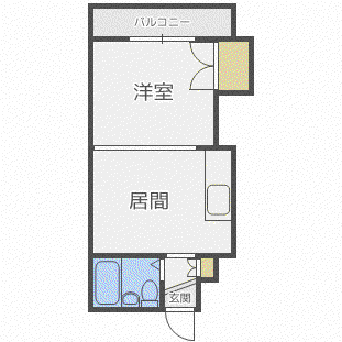 ロイヤルコート円山(1DK/2階)の間取り写真