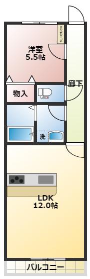 フロー・リアン(1LDK/1階)の間取り写真