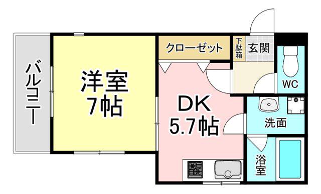 エスティ岬の山(1DK/3階)の間取り写真