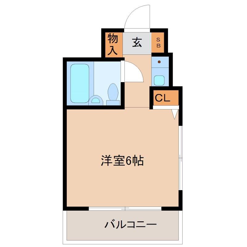 猪名寺パークマンションⅠ(ワンルーム/6階)の間取り写真