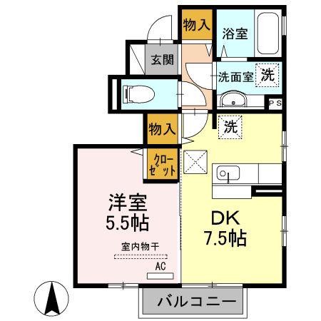 アーバン スイートII(1DK/1階)の間取り写真