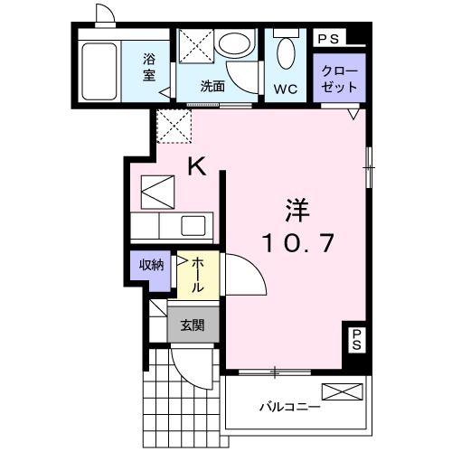 第六ファミール明定(1K/1階)の間取り写真