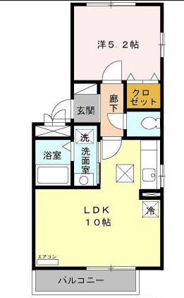 セゾン平出(1LDK/1階)の間取り写真