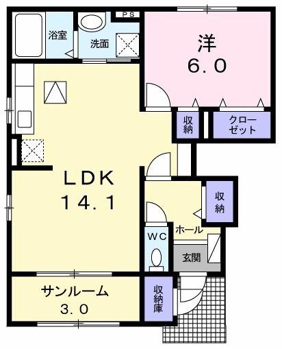 ヴィラ・デュークスI(1LDK/1階)の間取り写真