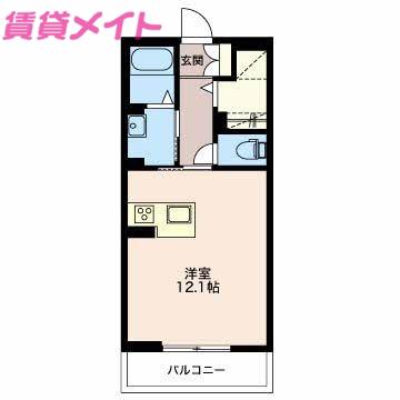 グランデュールM(ワンルーム/3階)の間取り写真