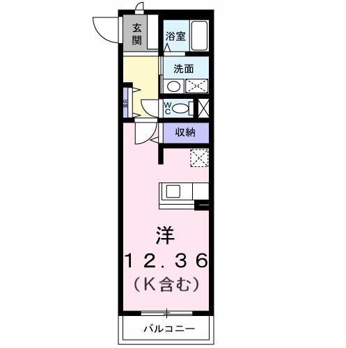 ジュネス(1DK/2階)の間取り写真