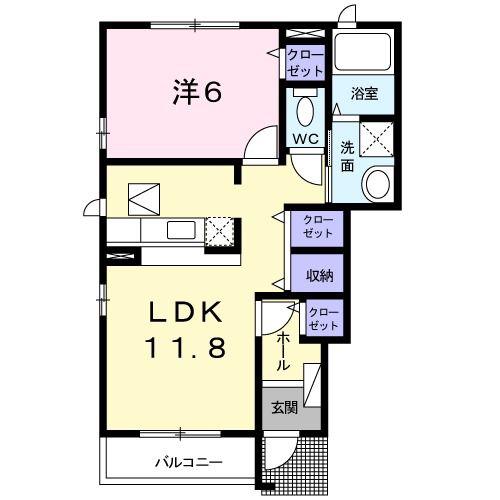 ヴィラサンフラワー(1LDK/1階)の間取り写真