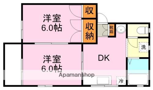 ファミールA(2DK/2階)の間取り写真