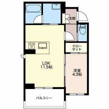 グリーンセント(1LDK/3階)の間取り写真