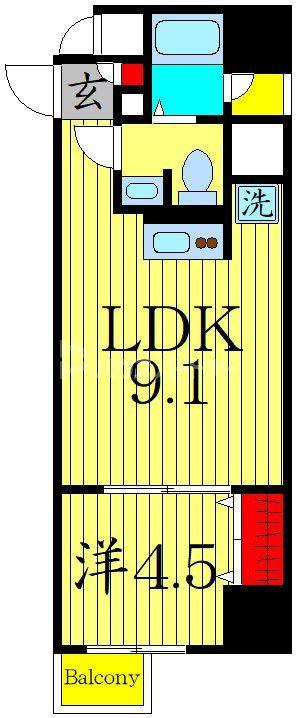 アーバンフラッツ池袋プレミアム(1LDK/18階)の間取り写真