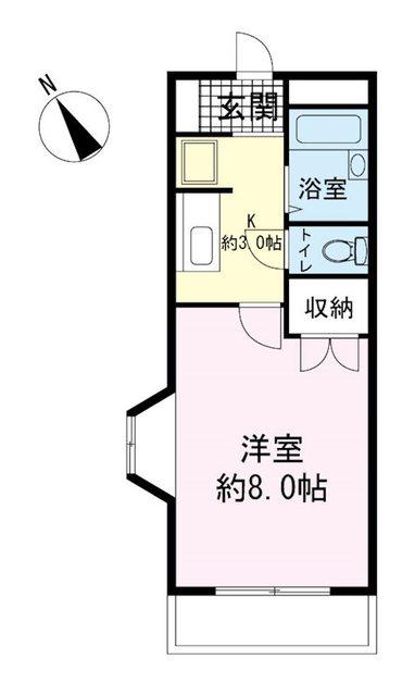 カーサU(1K/3階)の間取り写真