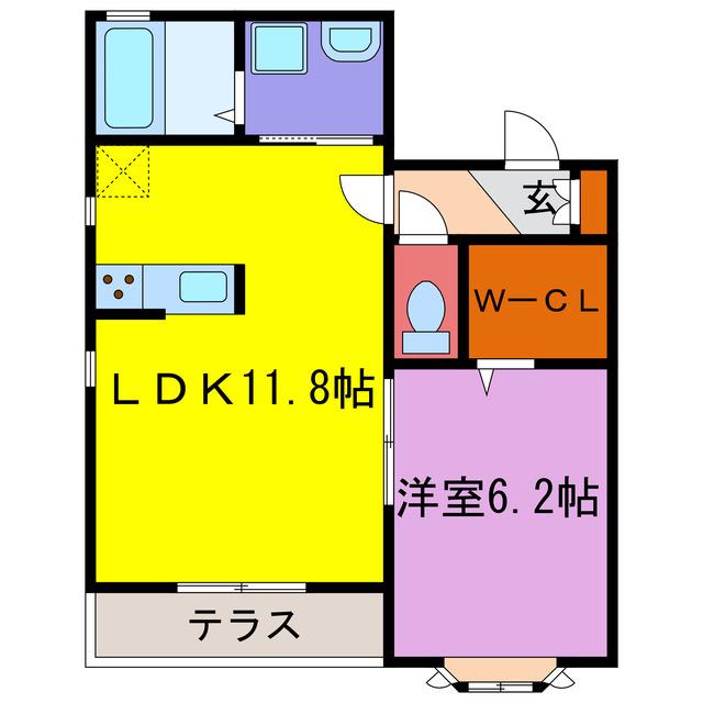 カルムリー福崎B・C(1LDK/1階)の間取り写真