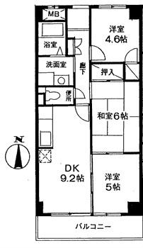 ピトレスク弥生(3DK/2階)の間取り写真