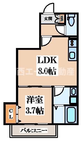D PORTA REFINARD(1LDK/3階)の間取り写真