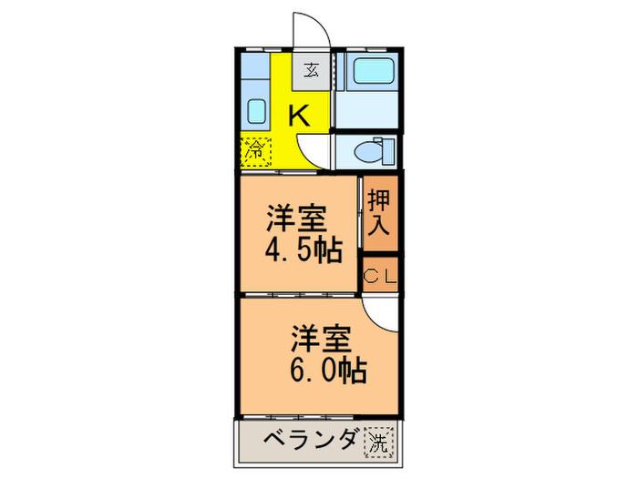 新高島ハイツ(2K/2階)の間取り写真