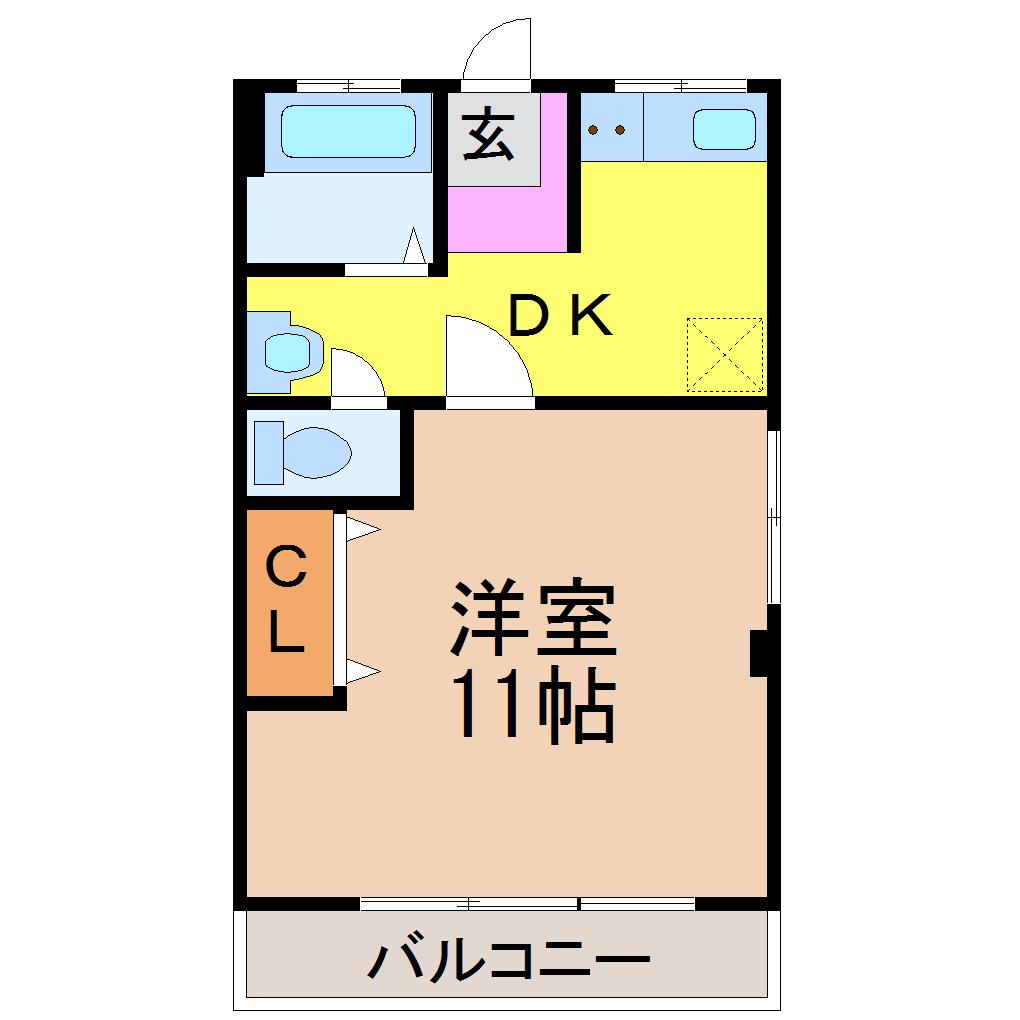 春岡マンション(1DK/4階)の間取り写真