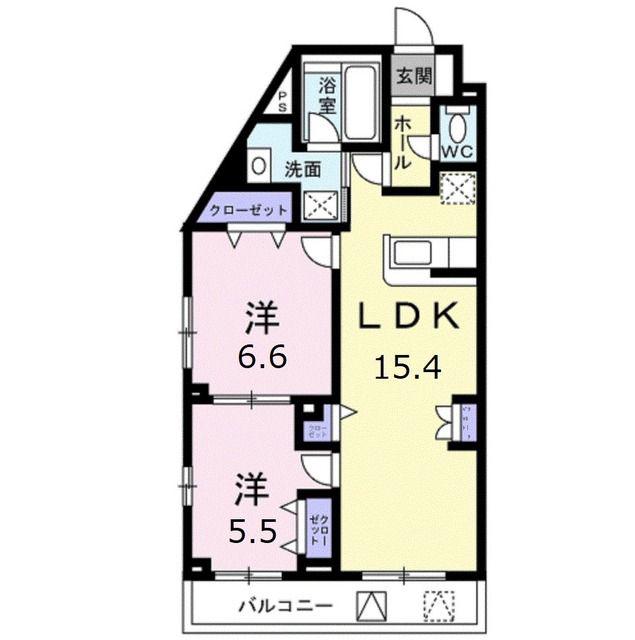 テホン・カーサII(2LDK/1階)の間取り写真