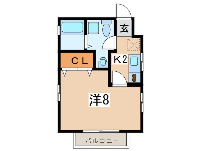 ディアコートII(1K/1階)の間取り写真