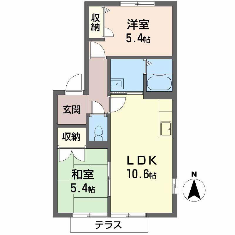 サニーヒル田原(2LDK/1階)の間取り写真
