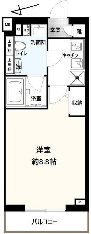 GENOVIA板橋東町SKYGARDEN(1K/3階)の間取り写真