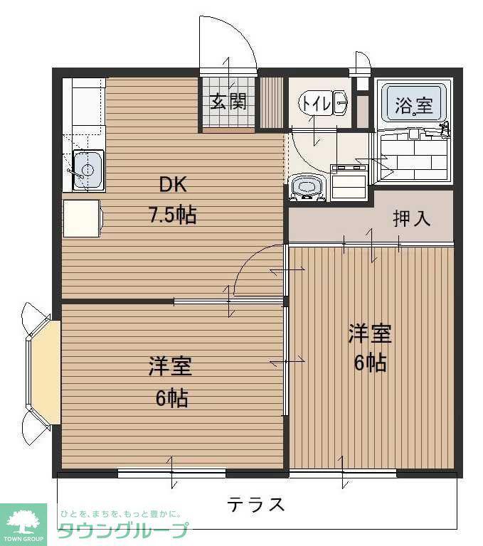 ハイツ浩栄(2DK/1階)の間取り写真