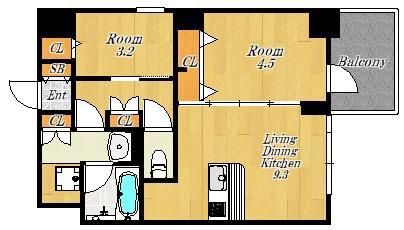 S-RESIDENCE福島DIVERSE(1SLDK/9階)の間取り写真