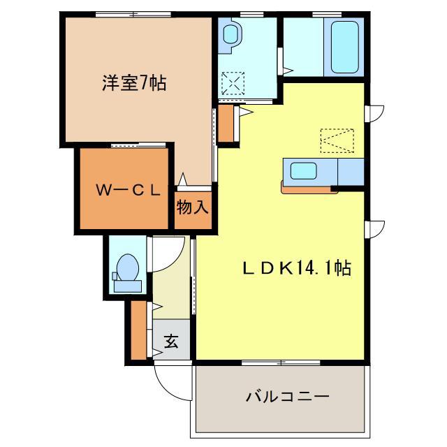 サニーガーデン花垣(1LDK/1階)の間取り写真