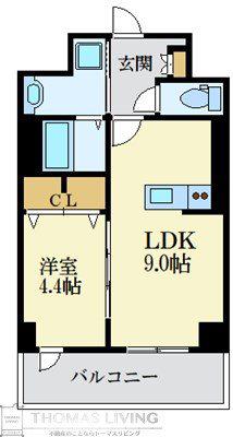 ホルツ博多駅前(1LDK/4階)の間取り写真