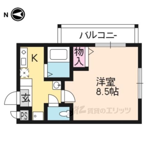 ハウゼ衣笠の杜(1K/4階)の間取り写真