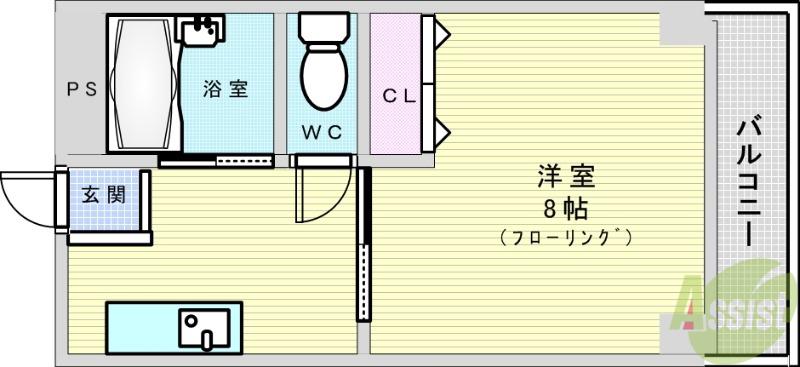 キープロハイツ(1K/4階)の間取り写真
