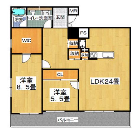 グラスホッパー(2LDK/11階)の間取り写真