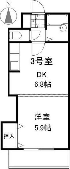 ハイツベールシバ(1DK/1階)の間取り写真