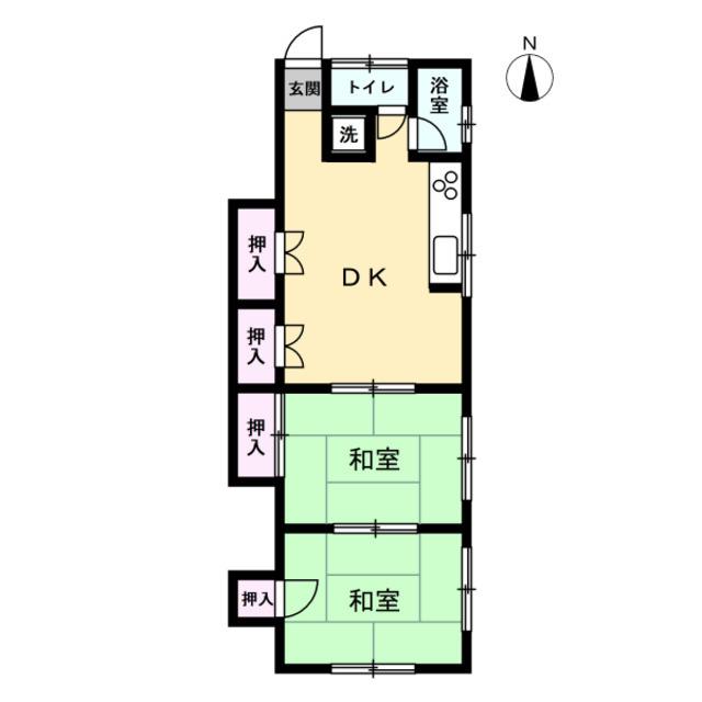 川崎ハイツ(2DK/1階)の間取り写真