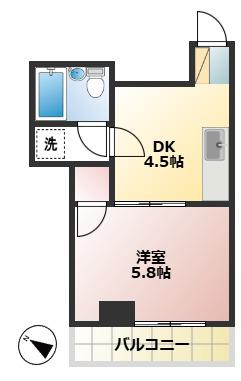 メゾンドクラルテ(1DK/4階)の間取り写真