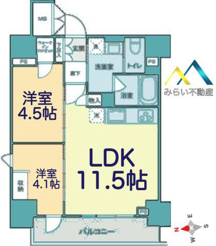 ザ・ライオンズフォーシア鶴見(2LDK/10階)の間取り写真