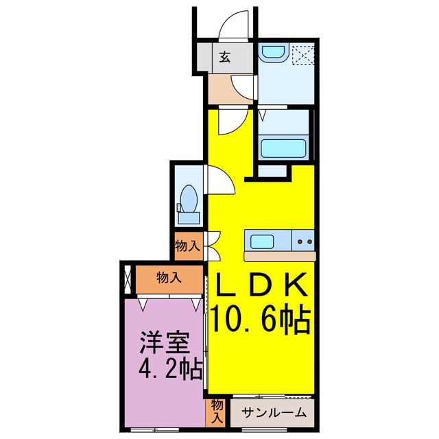 リアン・V(1LDK/1階)の間取り写真