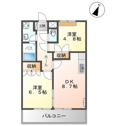 サンフラワー(2DK/2階)の間取り写真