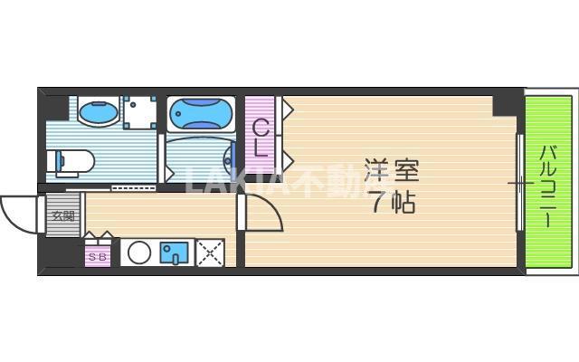 エクセル杭全(1K/8階)の間取り写真