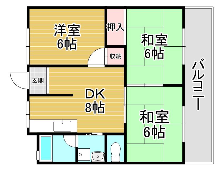 緑町ハイツ(3DK/2階)の間取り写真