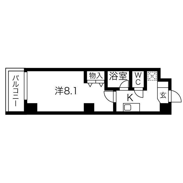 ベル黒川(1K/3階)の間取り写真