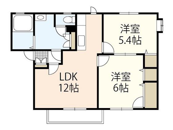 グランドハーベスト A棟(2LDK/1階)の間取り写真