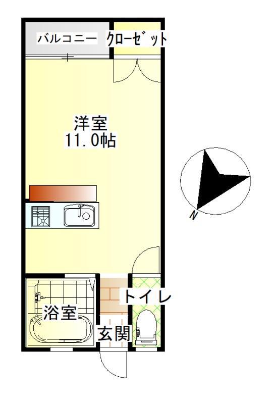 アロットステイ(ワンルーム/2階)の間取り写真