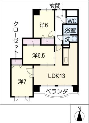 メゾンドハラール(3LDK/4階)の間取り写真