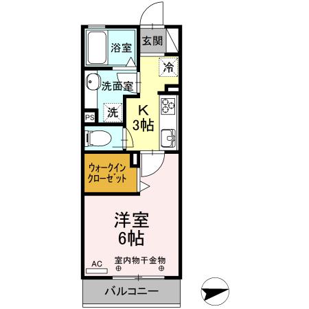 パミドールII(1K/1階)の間取り写真