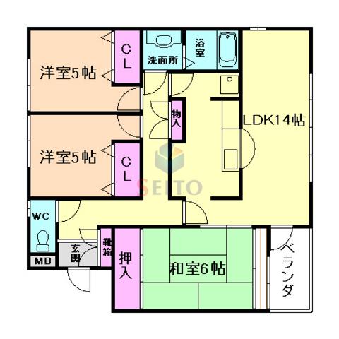ハイツロイヤルバレイ(3LDK/1階)の間取り写真