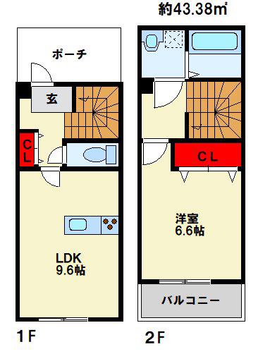 LA VITA 門司(1LDK/1階)の間取り写真