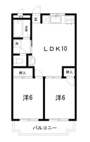 ガーデンハイツ永野II(2LDK/2階)の間取り写真